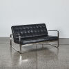 An Italian Black Leather and Chrome Lowline Sofa - 2