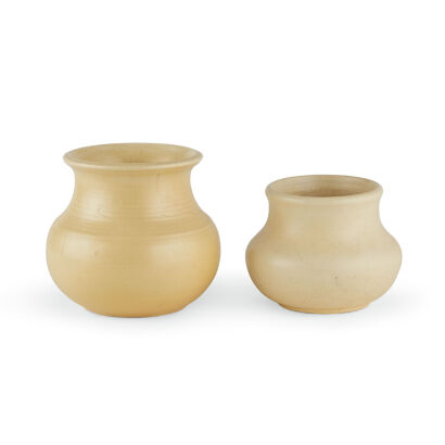 A Pair of Olive Jones Squat Vases