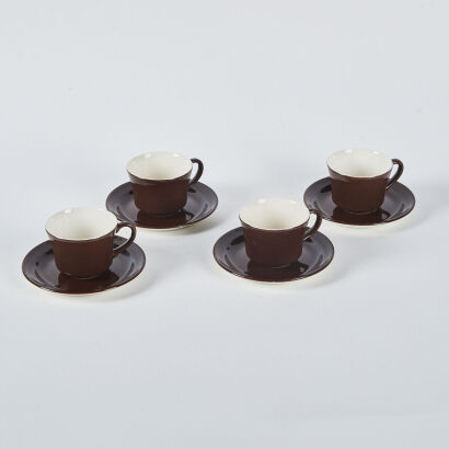 A Set Of Four Crown Lynn Tea Cups And Saucers