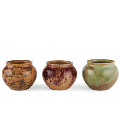 A Trio of Fractional Early Crown Lynn Vases