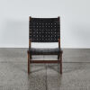 A Teak & Black Slatted Leather Occasional Chair - 2