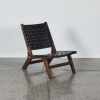 A Teak & Black Slatted Leather Occasional Chair