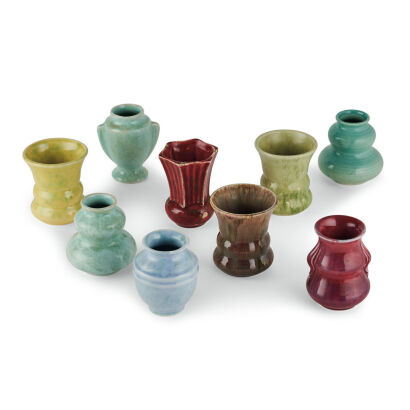 A Suite of Nine Early Crown Lynn Vases