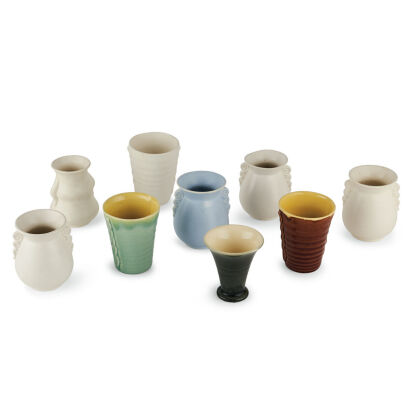 A Selection of Nine Small Crown Lynn Vases