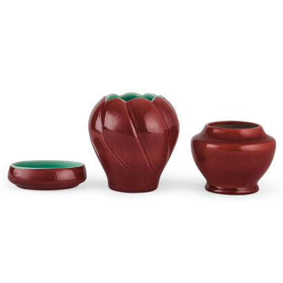 A Trio of O.C. Stephens Red Glazed Pieces