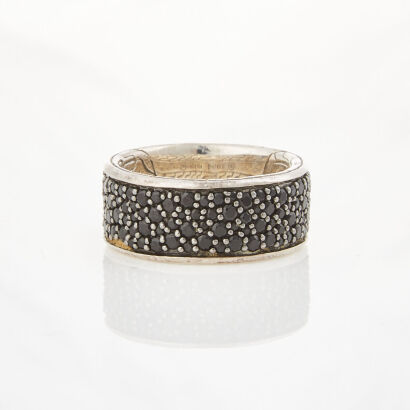 John Hardy Sterling Silver Ring with Black Sapphires