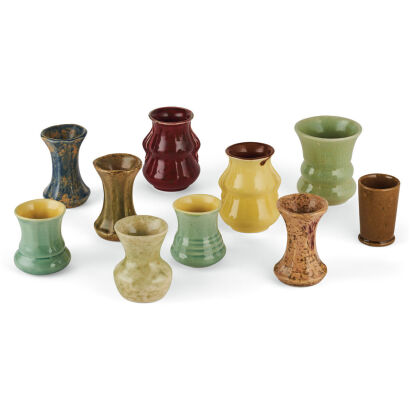 A Collection of Ten Early Crown Lynn Vases