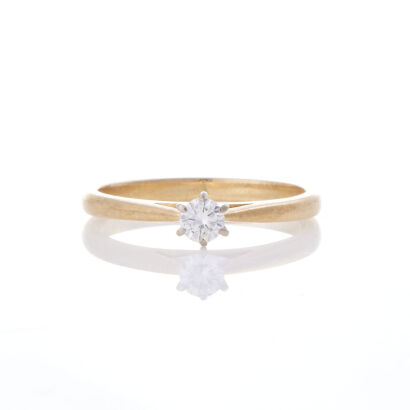 9ct Yellow Gold, .13ct Diamond Solitaire Ring