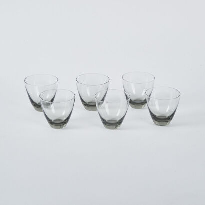 A Set Of Six Mid Century Smoked Glasses