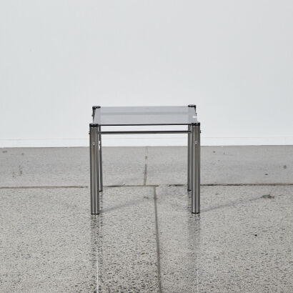 A Chrome And Frosted Glass Side Table