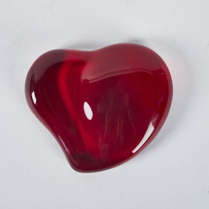 An Elsa Piretti Glass Heart Paperweight For Tiffany