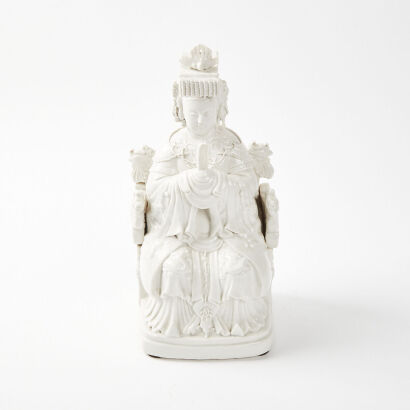 A Late Qing Dynasty White Porcelain Guanyin Buddha Figure