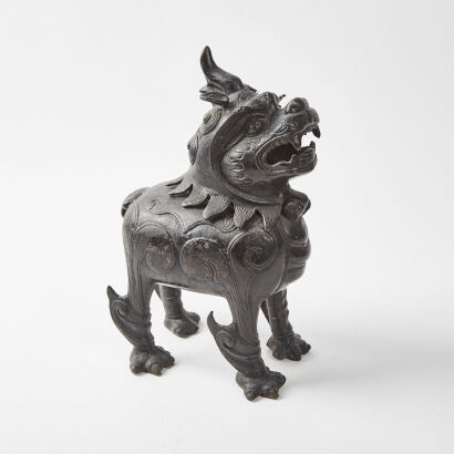 A Late Qing Dynasty Bronze Dog Figure