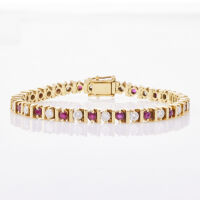 18ct Yellow Gold, Alternating 2.98ct Ruby and 2.70ct Diamond Bracelet