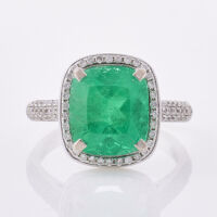 18ct White Gold, 4.50ct Emerald and .42ct Diamond Ring