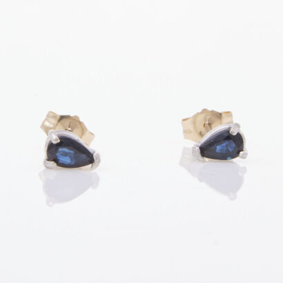 14ct White Gold, 5.0mm x 3.00mm Pear Shape Sapphire Stud Earrings