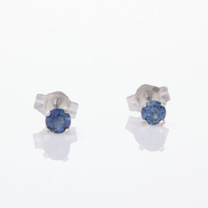 14ct White Gold, Teal Blue Sapphire Stud Earrings