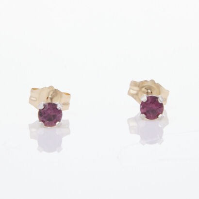 14ct White Gold, Red Orange Sapphire Stud Earrings