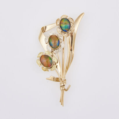 10ct Yellow Gold, Opal Triplet Brooch