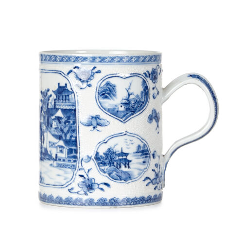 A 18th Century Qianlong Period Blue-and-white Exported Mug with Chinese landscape pattern