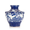 A Chinese Blue-and-white Largr Jar with white flower pattern and two ears