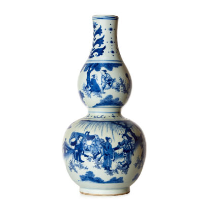 A Chinese Ming Dynasty Style Blue-and-white Porcelain Ground Vase