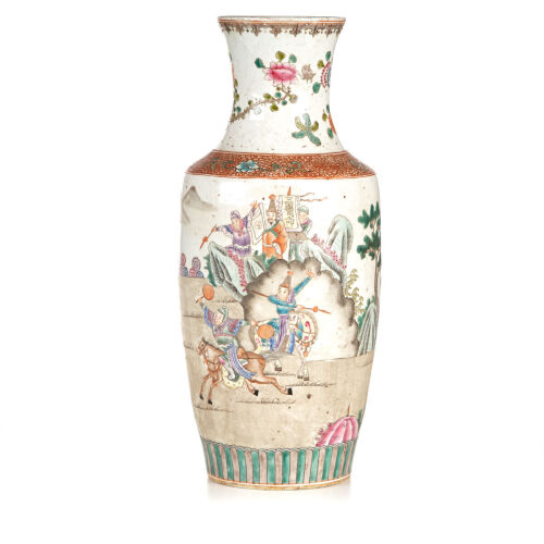 A Famille Rose Vase with war scene