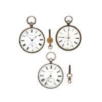 Three Keywind Victorian Silver Cased Open Face Pocket Watches