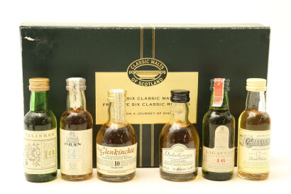 (1) Classic Malts Six of Scotland's Finest Malt Whiskies Miniatures, 50ml, circa 1980s, Sold as One Lot