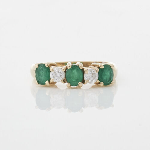 14ct Yellow Gold, .75ct Emerald and .32ct Diamond Ring