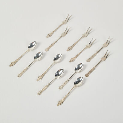 A Set Of Twelve Oyster Forks And Spoons Norway