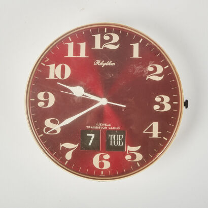 A Vintage Rhythm Date And Time Wall Clock