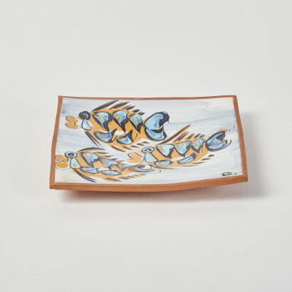 A Chris Dunn Hand Painted Ceramic Dish