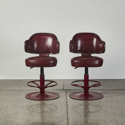 A Pair Of Plush Bar Stools By Gasser