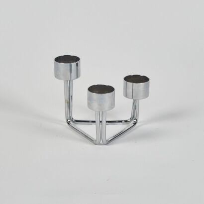A Stainless Steel Tripod Candelabra