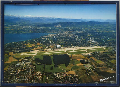 A Vintage Geneva Switzerland Airport Advertising Poster