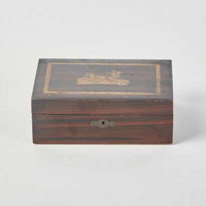 A Vintage Wooden Jewellery Box With Gold Detailing