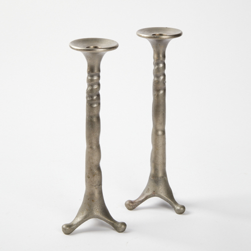 A Pair of Pewter Candlesticks