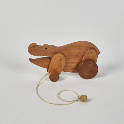 A Wooden Hippo Pull Along Toy