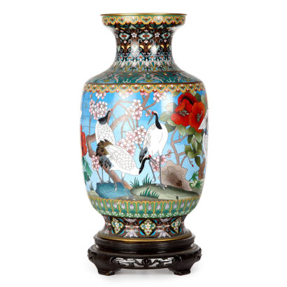 A Chinese Cloisonne Vase with bird and flower Pattern