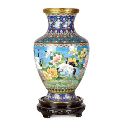 A Chinese Cloisonne Vase with Gold Rim