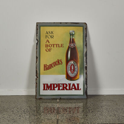 An Early Enamel Sign For Hancocks Captain Cook Brewery Auckland NZ c.1910s