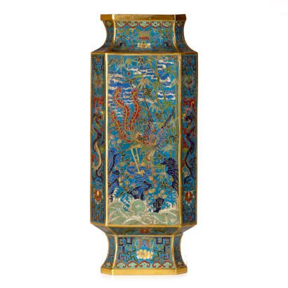 A Chinese Octagonal Cloisonne Vase