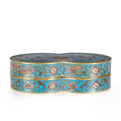 A Chinese Double Round Blue Cloisonne Box (Qing Dynasty Qianlong Mark)