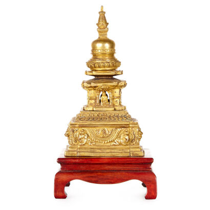 A Chinese Tibetan Buddhism Antique Bronze Pagoda