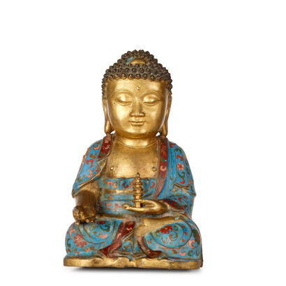 A Chinese Coisonne Seated Budhha Statue