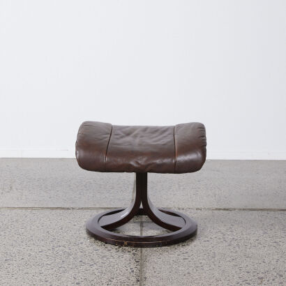 An IMG Norway Footstool In Brown Leather