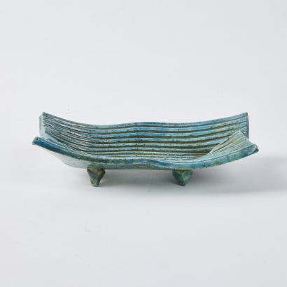 A Pinched Form Ashtray with Linear Indentations