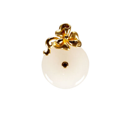 A White Jade Pendant( 24K Golden)