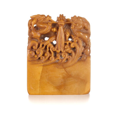 A Carved Chinese Shou Shan Stone Seal